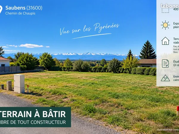 Terrain viabilisé 400 m² à Saubens - Libre de constructeur