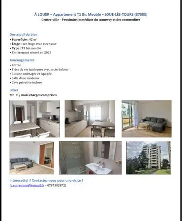 APPARTEMENT T1 bis MEUBLÉ