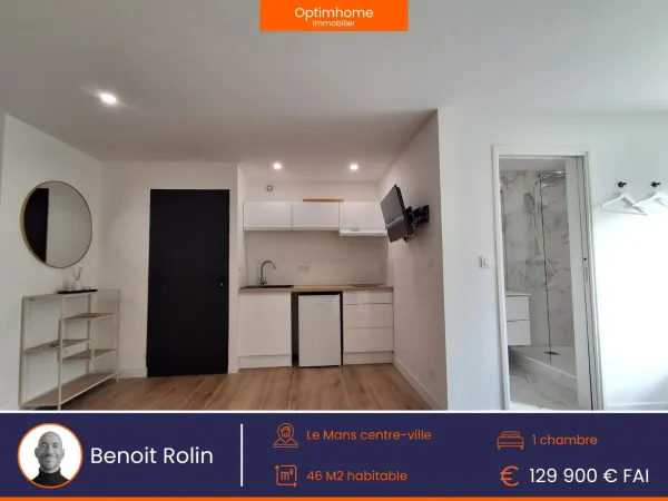 Appartement T2 de 46 m² à vendre - Centre-ville du Mans - Entièrement rénové - Prestations haut de g