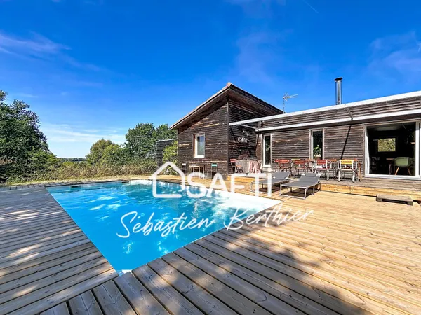 Maison bois - 3 chambres + bureau - Piscine - Grand garage - Lavaur