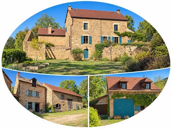 Auv 1235 : Petit hameau : 5 bâtiments en pierres, 2,8ha, ruisseau