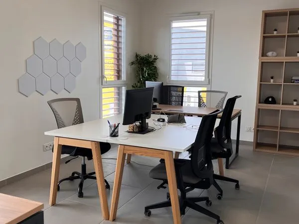 Bureau privé 40m² avec 2 parkings. Internet fibre + électricité compris. A 2 min à pied du tram Lign