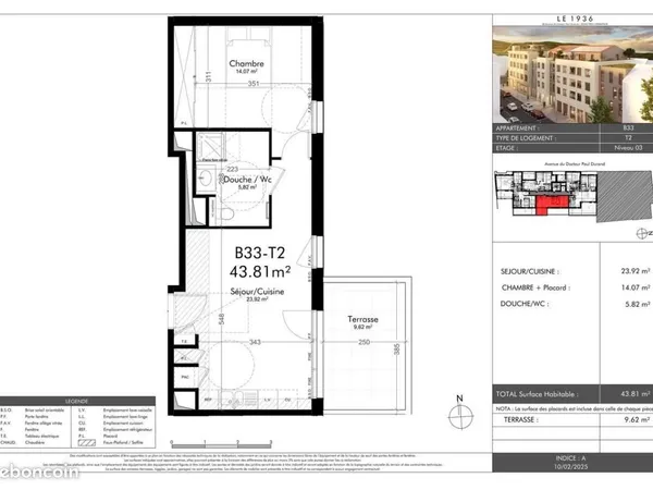 Appartement 2 pièces 43 m²