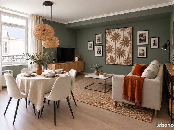 Grand appartement meublé de 100 m² - 3 chambres - Parking privatif