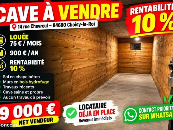 Investissement locatif - cave déjà louée - rentabilité 10 %