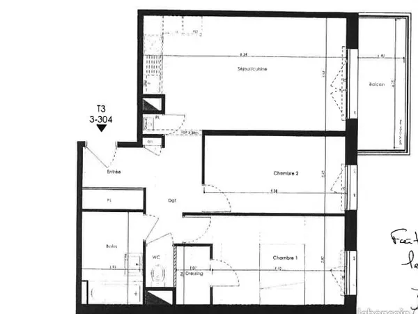 Appartement 3 pièces 61 m²