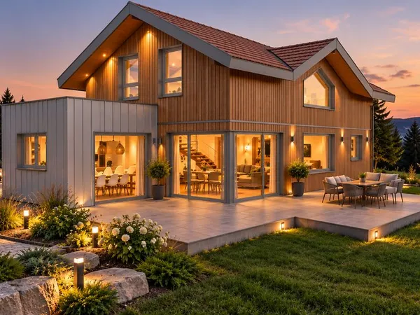 Maison bois 134 m² - 4 chambres - Double garage - Parcelle de 707 m² - Vue exceptionnelle
