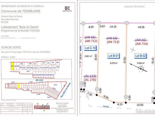 Terrain 579 m² TOMBLAINE