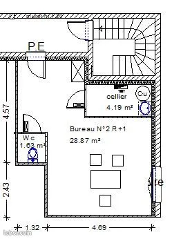 Bureaux de 35 m2 a louer a saubrigues