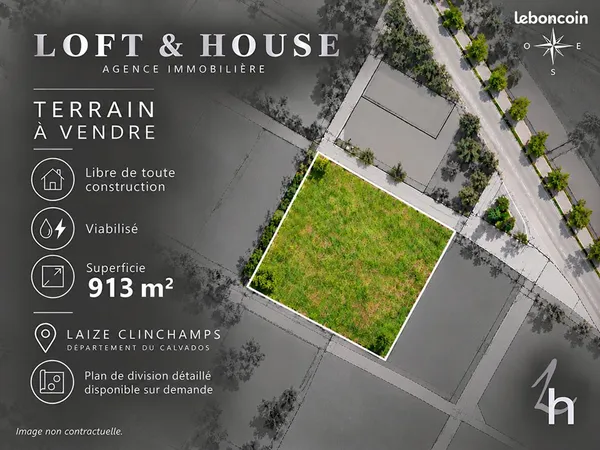 Terrain 913 m² LAIZE CLINCHAMPS