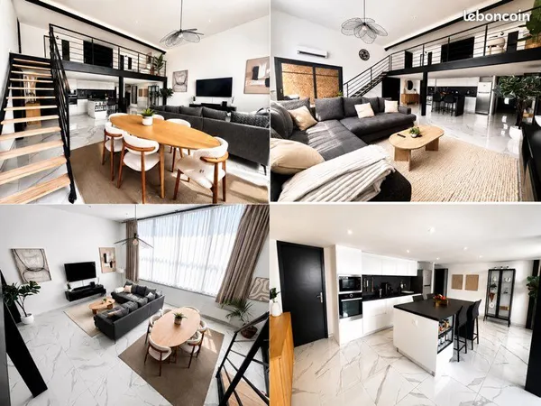 Loft 140 m² - 3 chambres + bureau - 2 parkings - loggia privative