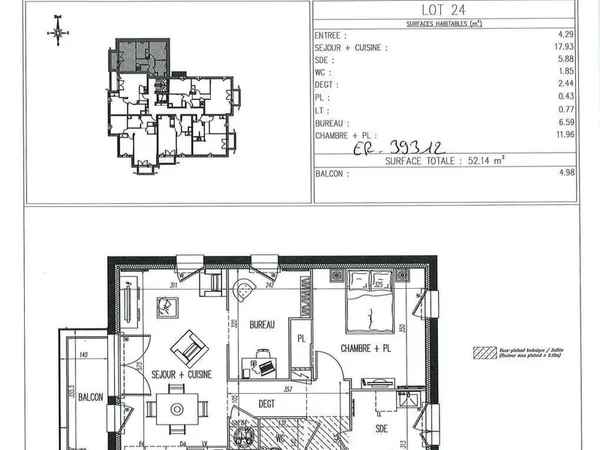 Appartement 2 pièces 52 m²