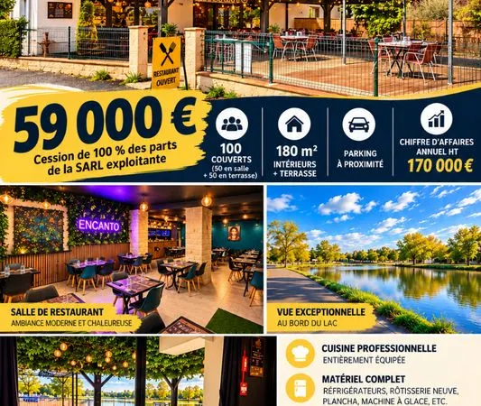 Restaurant du Lac Encanto - Cession de 100% des parts de la SARL - 59 000