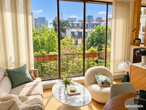 Paris 16e - Ranelagh / La Muette - 3 pièces meublé 53 m² - Vue sur jardin arboré, sans vis-à-vis - C