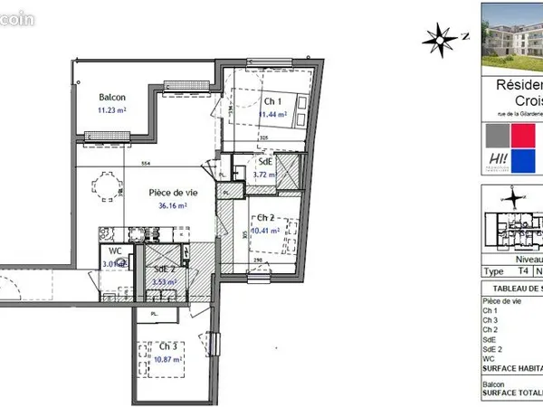 Appartement T4 neuf · Terrasse Ouest · Deux stationnements