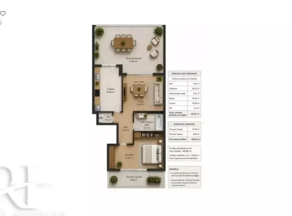 2 Pièces 46 m2 / Grande Terrasse / Cannes Petit Juas