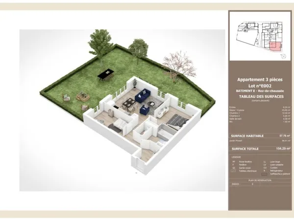 Vends appartement avec grand jardin privatif