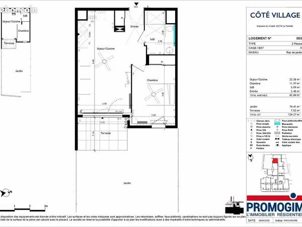Appartement 2 pièces 43 m²