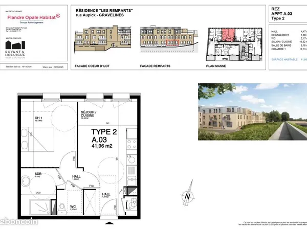 Appartement 2 pièces 42 m²