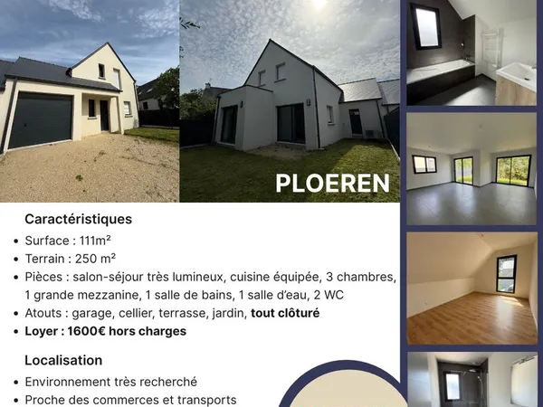 A louer maison neuve ploeren 1ere occupation