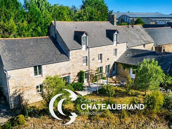 Maison en pierre avec dépendances - 317 m² - 4 chambres - 8 pièces - Noyal sous Bazouges (35560)