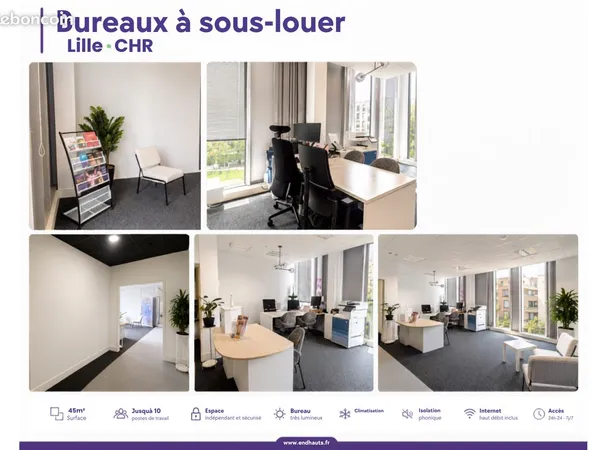 Offre de sous-location - Bureau professionnel de 60 m² à Lille (secteur CHU)