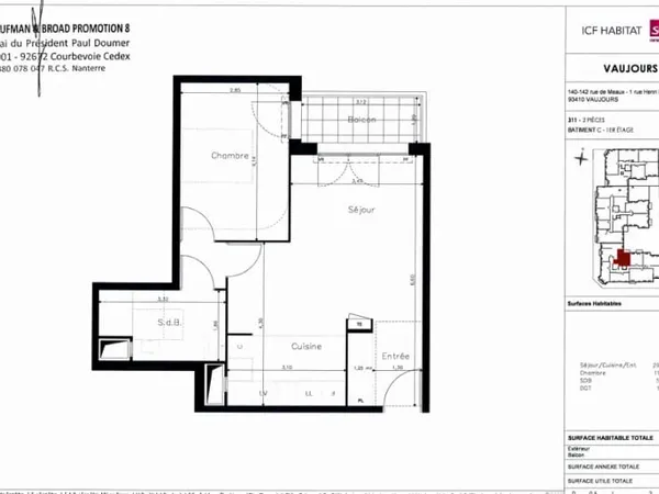 Appartement 2 pièces 49 m²
