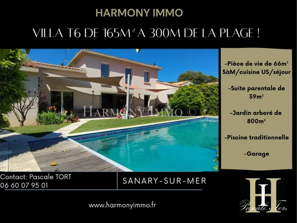 Villa contemporaine T6 de 193m2 habitables à 500m de la plag