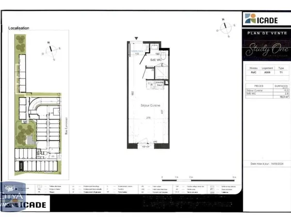 Appartement 1 pièce 18 m²