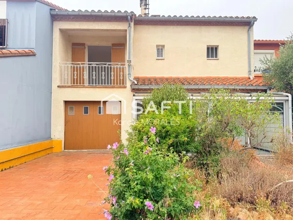 ST ESTEVE (66), MAISON 2 FACES, T4 AVEC GARAGE, JARDIN, QUARTIER CALME