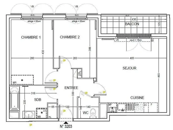 Appartement 3 pièces 59 m²