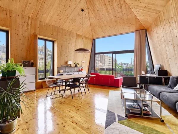 Dernier étage esprit chalet contemporain d'architecte avec vue tour Eiffel - Auteuil Sud