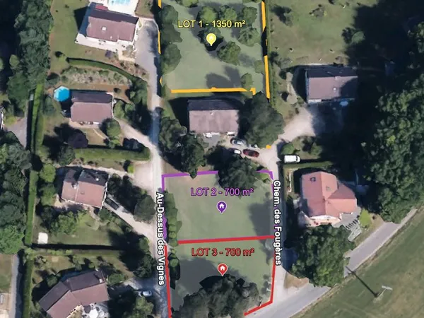 Terrains à bâtir de 700 m² à 1 350 m², à partir de 59 000 TTC