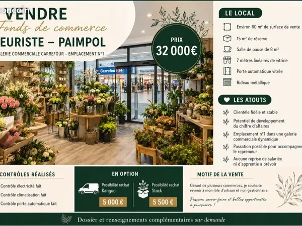 à vendre fond de commerce fleuriste 🌸