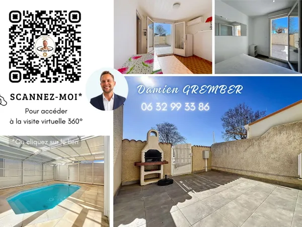 Vends appartement T3 cabine avec terrasse et piscine privée à Marseillan Plage