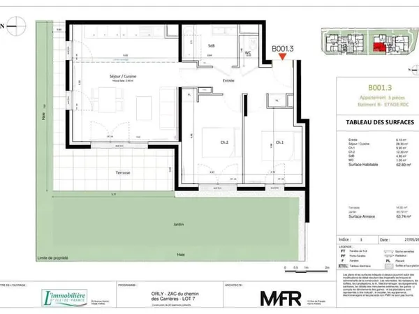 Appartement 3 pièces 62 m²