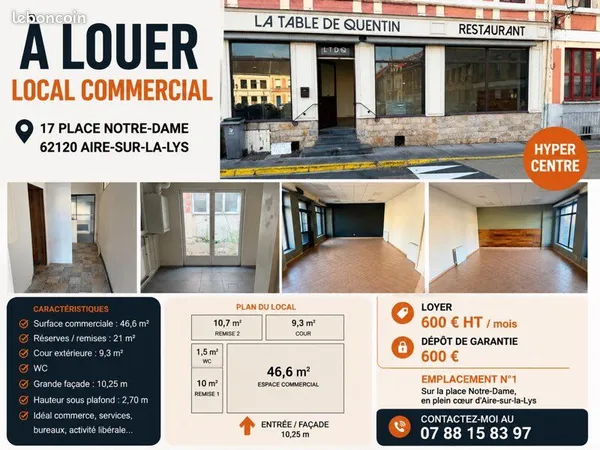 Local commercial à louer - hyper-centre aire-sur-la-lys