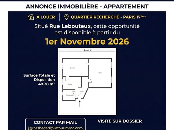Appartement Meublé - 48.38 m2 - 2 pièces