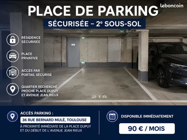 Place de parking sous-sol Dupuy/Jean Rieux