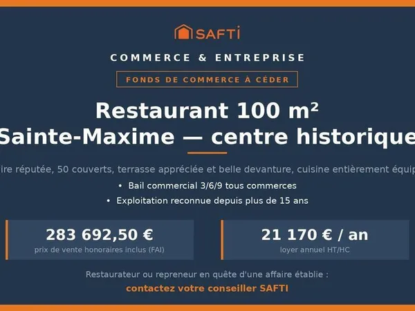 Restaurant réputé au coeur de Sainte-Maxime