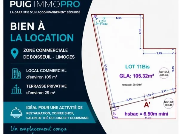 Local commercial 105 m² Boisseuil