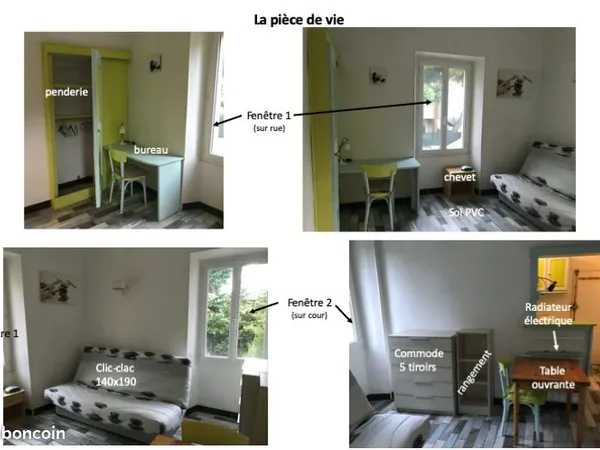Studio meublé pour étudiant, Nice quartier Borriglione
