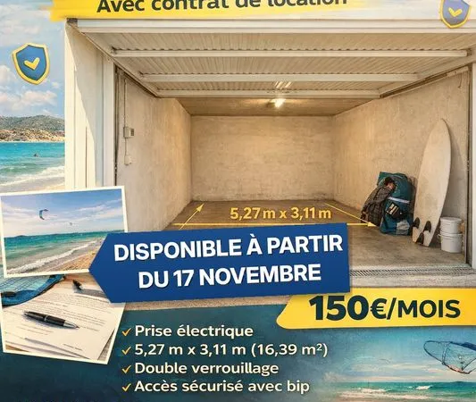 Garage fermé 16 m² - Hyères Route Almanarre