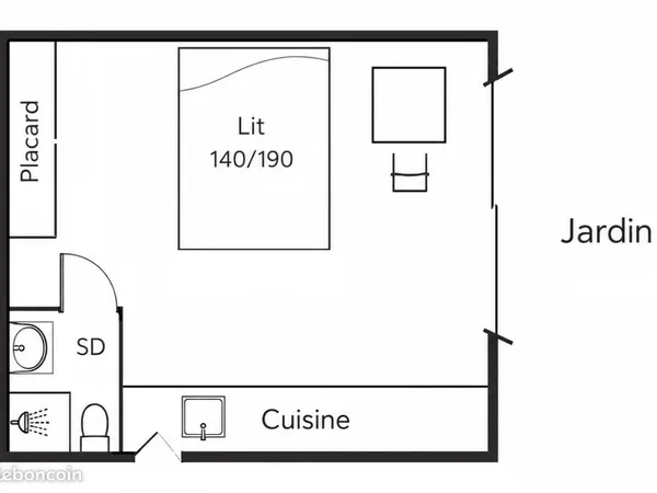 Studio 16m2 dans jardin partagé