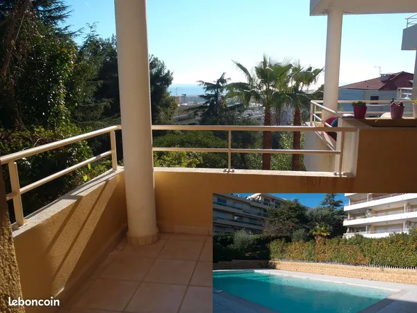 Studio nice ouest corniche fleurie vue mer piscine