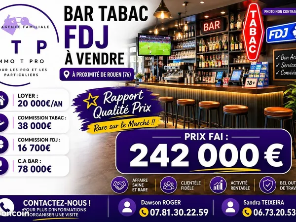 Bar, fdj, tabac 150 m² Rouen