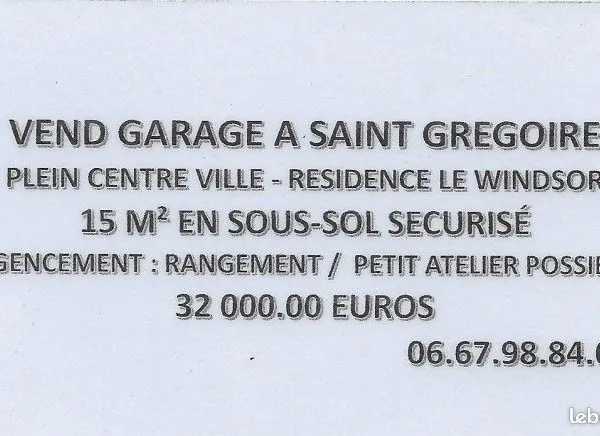Vend garage saint-gregoire 35760