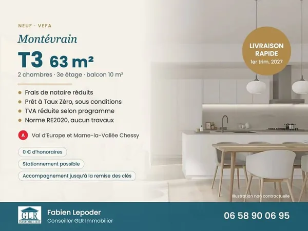 Appartement 3 pièces 63 m²