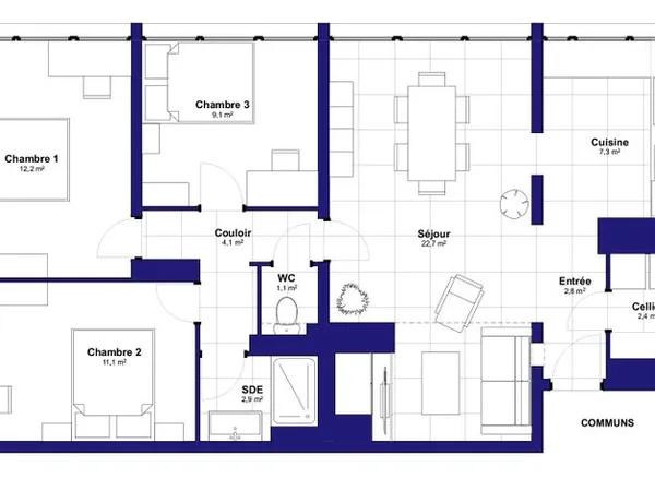 Chambre 12m² colocation féminine