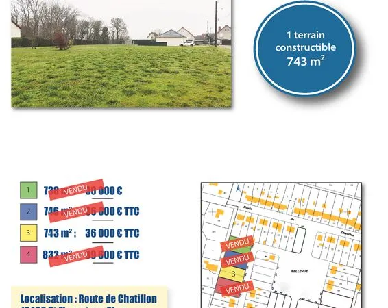 Terrain constructible 743 m²